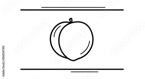 Minimalist black outline illustration of a fresh round fruit, perfect for various design concepts