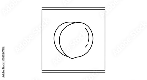 Minimalist Line Art Drawing of a Ripe Peach Icon for Healthy Eating and Fruity Themes