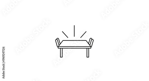 Minimalist illustration of a highlighted table setup for productive discourse and ideas