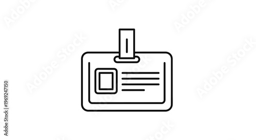 Essential digital outline illustration of an identity badge for professional access and verification