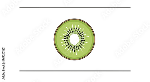 Vibrant kiwi fruit slice illustration showcasing its fresh green flesh and distinctive seeds