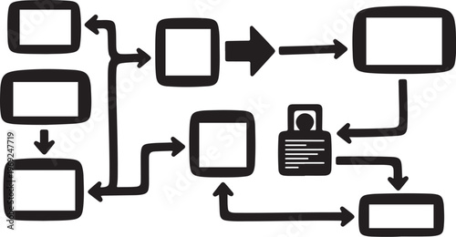 Secure Data Flowchart with Lock and Rectangular Boxes Diagram
