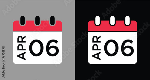 April 6 calendar icon vector