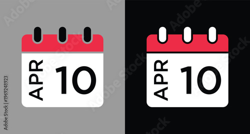 April 10 calendar icon vector
