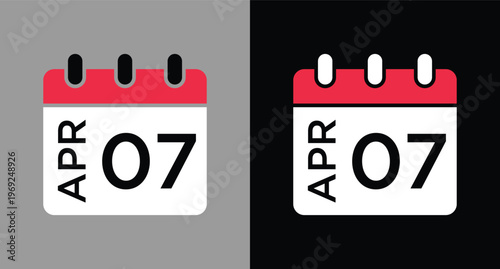 April 7 calendar icon vector