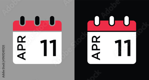 April 11 calendar icon vector