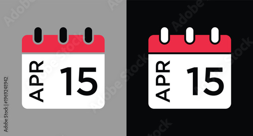 April 15 calendar icon vector