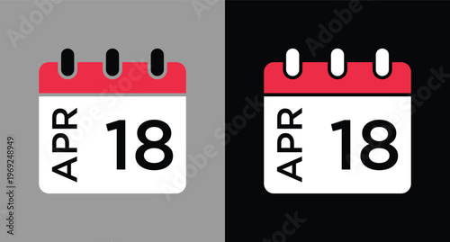 April 18 calendar icon vector