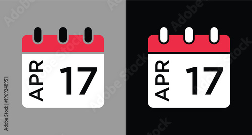 April 17 calendar icon vector