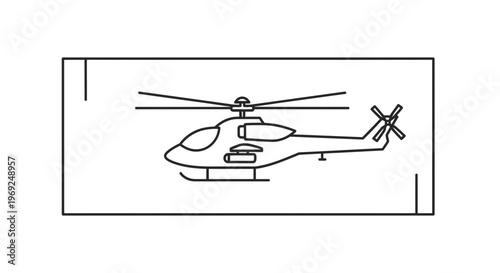 Line Art Helicopter Icon Vector Illustration