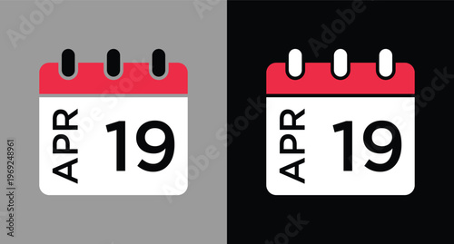 April 19 calendar icon vector