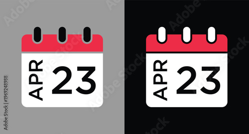 April 23 calendar icon vector