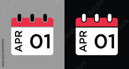 April 1 calendar icon vector