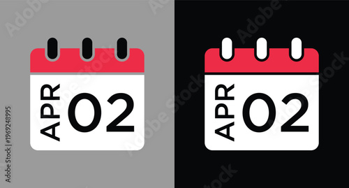 April 2 calendar icon vector