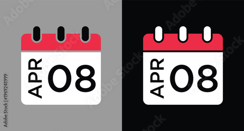 April 8 calendar icon vector