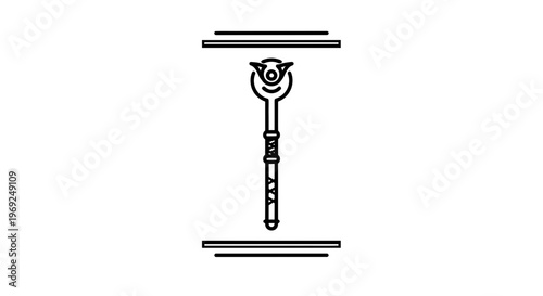 Magic Wand Icon, Fantasy Staff Symbol, Mystical Scepter Outline, Wizardry Emblem
