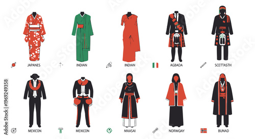 Traditional national costumes from around the world