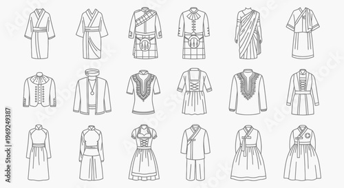 Fashionable Clothing Outfit Illustrations for Design Projects