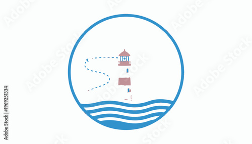 Lighthouse guiding ship on wavy sea, navigation, travel, safety, beacon, journey, hope