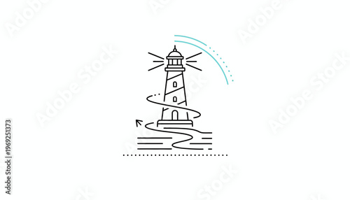 Lighthouse guiding ships through foggy sea, symbolizing guidance, hope, and navigation