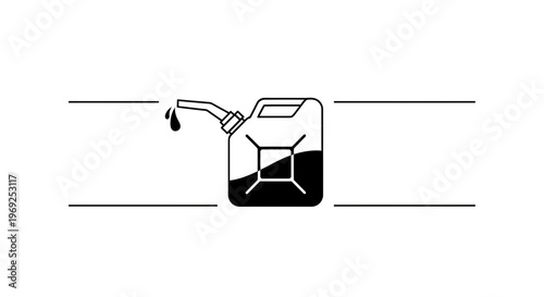 Minimalist jerrycan icon with fuel drops symbolizing liquid energy storage and supply
