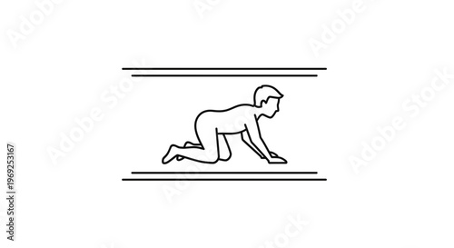 Person navigating a restricted narrow passage, demonstrating movement in a tight, enclosed space