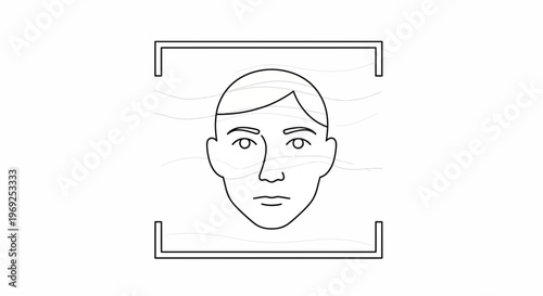 Modern Facial Recognition Technology Icon for Biometric Security and Digital Identification System
