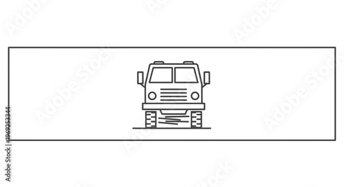 Clean line art illustration of a robust utility truck icon, perfect for graphic design elements