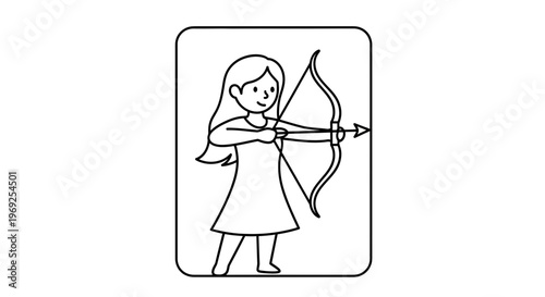 Sagittarius Zodiac Sign Symbol, Archer Woman Shooting Arrow, Astrology Icon