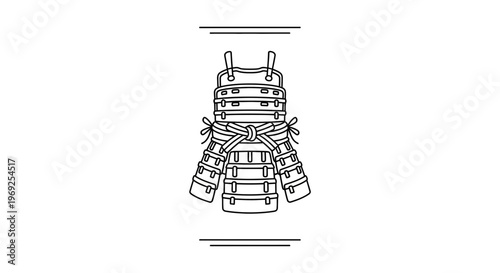 Samurai Armor Illustration - Traditional Japanese Warrior Outfit