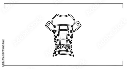 Samurai Armor Illustration - Traditional Japanese Warrior Chest Plate Line Art