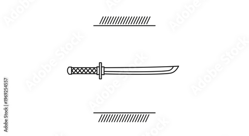Samurai Sword Icon, Katana Blade, Japanese Weapon, Minimalist Vector Graphic