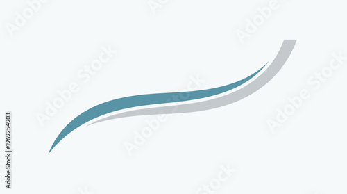 Elegant flowing teal and grey wave curve on a clean white background
