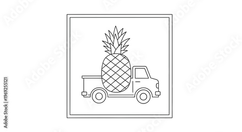 Pineapple Delivery Truck Icon: Fresh Fruit Transport and Logistics