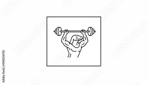 Muscular Lizard Bodybuilder Lifting Barbell, Fitness, Strength, Gym Workout