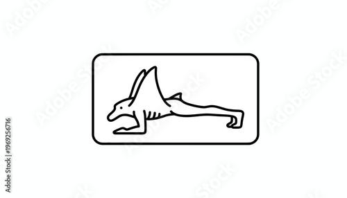 Mythical Creature Doing Yoga Plank Pose, Fantasy Animal Exercise, Fitness Silhouette