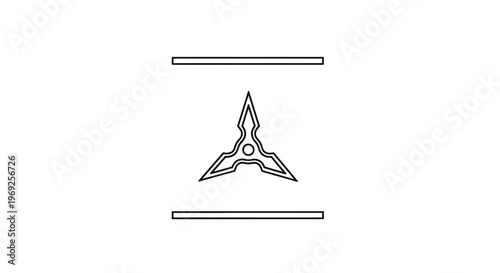 Ninja Shuriken Weapon Icon, Martial Arts Star, Black Outline on White Background