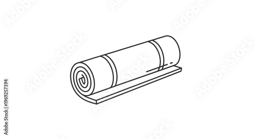 Minimalist vector illustration of a rolled-up mat for fitness, meditation, or outdoor activities