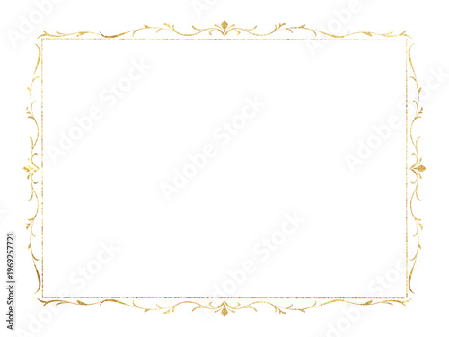ゴールドラインのエレガントでおしゃれなフレームイラスト素材