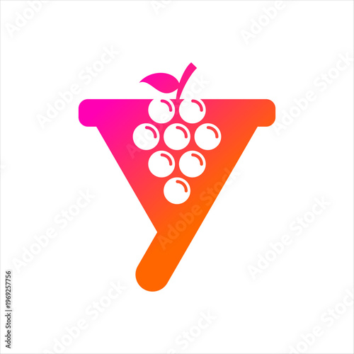 A logo that combines grapes and the letter y. This logo is perfect for a food business.