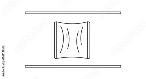 simple line art icon illustrating a dynamic flexible rectangular object within defined parameters