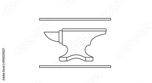 Simple line art drawing of a classic blacksmith's anvil, symbolizing strength and craftsmanship