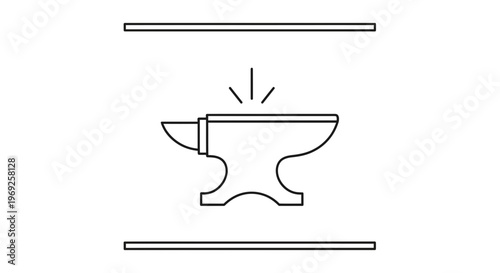 Minimalist outline vector illustration of a blacksmith's anvil symbolizing craft and industry