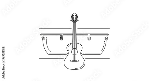 Clean graphic illustration of musical instruments featuring a guitar and a drum for various