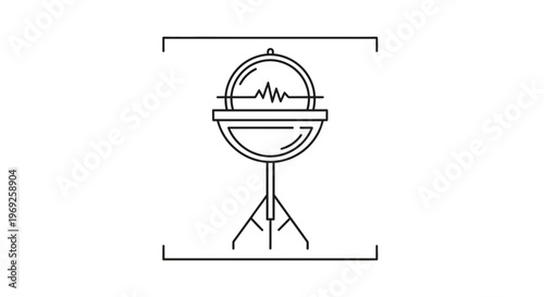 Minimalist barbecue grill icon with dynamic waveform, symbolizing lively outdoor cooking events