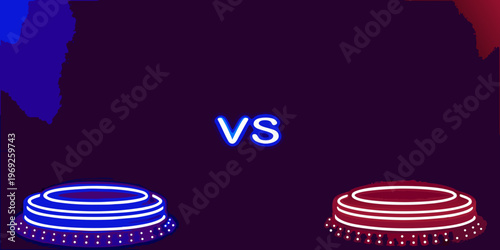 A vibrant digital illustration showcasing a versus concept with rotating lights