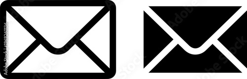 Comparison of traditional and modern envelope icons with contrasting color schemes