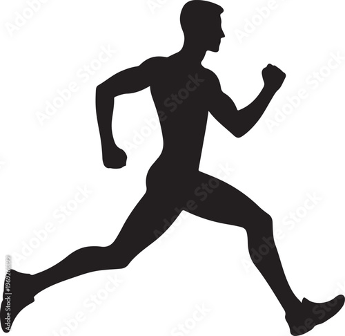 Dynamic silhouette of a person in mid-stride running motion Vector, illustration