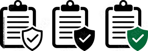 Clipboards with security shields symbolizing verified or secure documents