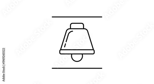 A minimalist line icon depicting a traditional bell shape, symbolizing notifications and alerts